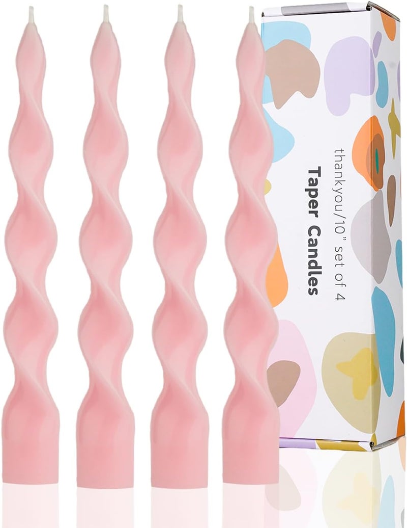 LPUSA 9.8" Pink Tall Taper Candle Sticks Dripless Taper Candle Handmade from Vegan Soy Wax for Holiday Wedding Party Home Dinner Decoration Party and Any Occasion,Set of 4(Pink) - Image 1